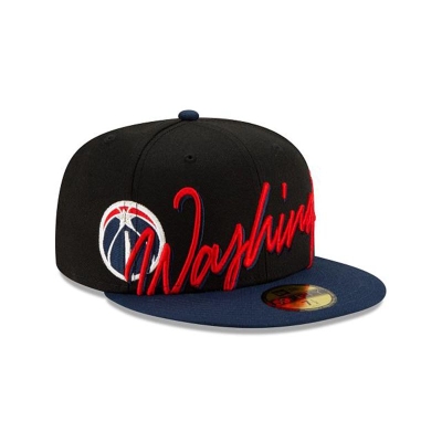 Washington Wizards Gorra | New Era NBA Cursive 59fifty Fitted Cap Mexico - Negros